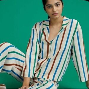 Thirdlove XL striped silk pajama top